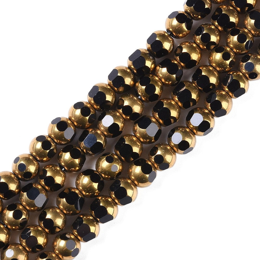 Electroplate Glass Beads Strands Full Plated Faceted Round Black 7x8mm Hole: 1.5mm about 42pcs/strand 12.20''(31cm)