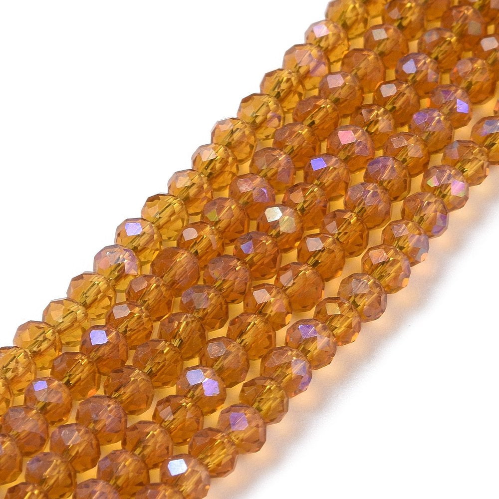 Electroplate Glass Beads Strands Half Rainbow Plated Faceted Rondelle Gold 10x8mm Hole: 1mm about 63~65pcs/strand 19.2~20 inch(48~50cm)
