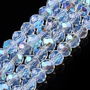 Electroplate Glass Beads Strands Imitation Jade Beads Half Plated Rainbow Plated Faceted Rondelle Clear 6x5mm Hole 1mm 80-85pcs/strand 38-40cm