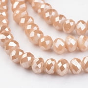 Electroplate Glass Beads Strands Imitation Jade Pearl Luster Plated Faceted Rondelle Bisque 6x4mm Hole 1mm about 100pcs/strand 15.7 inch
