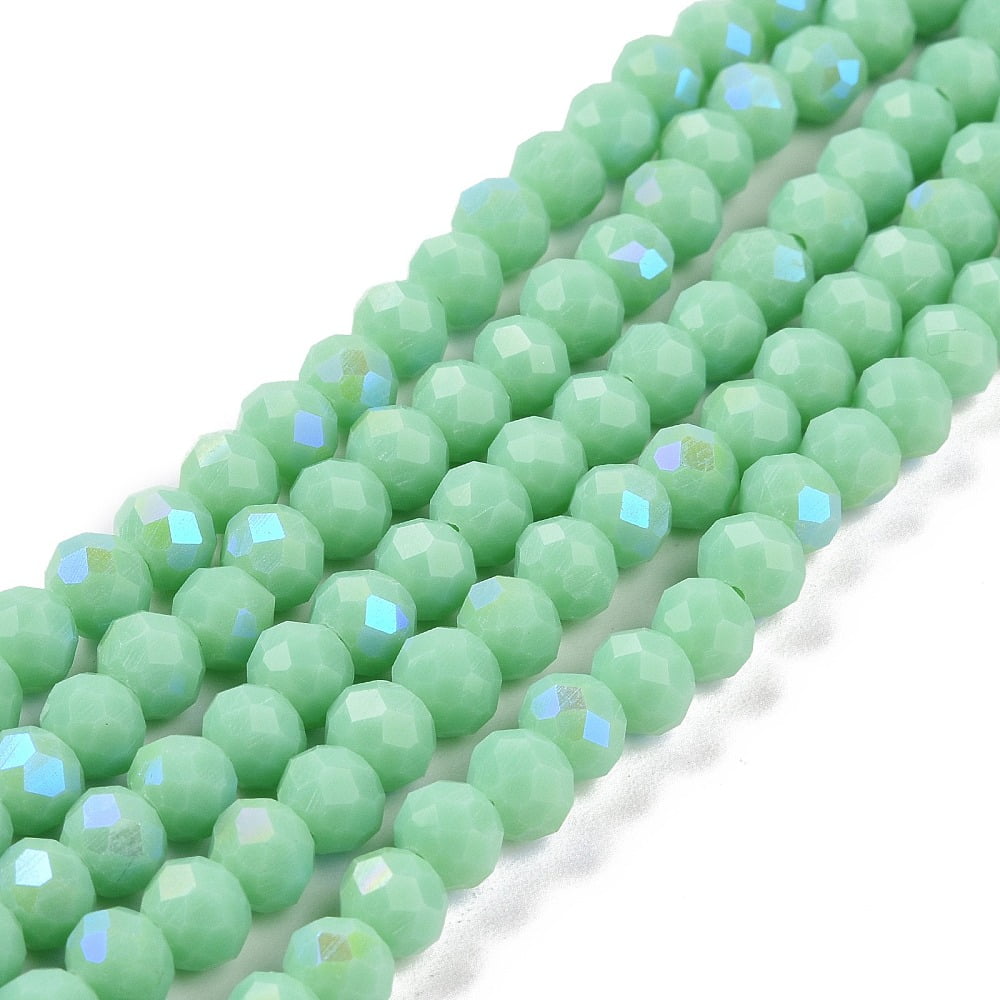 Electroplate Glass Beads Strands Opaque Solid Color AB Color Plated Faceted Rondelle Dark Sea Green 10x8mm Hole: 1mm about 63~65pcs/strand 19.2~20 inch(48~50cm)