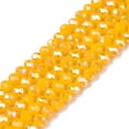 thumbnail image 1 of Electroplate Glass Beads Strands Opaque Solid color AB color Plated Faceted Rondelle golden 4x3mm Hole: 0.4mm about 110~115pcs/strand 39~40cm, 1 of 3