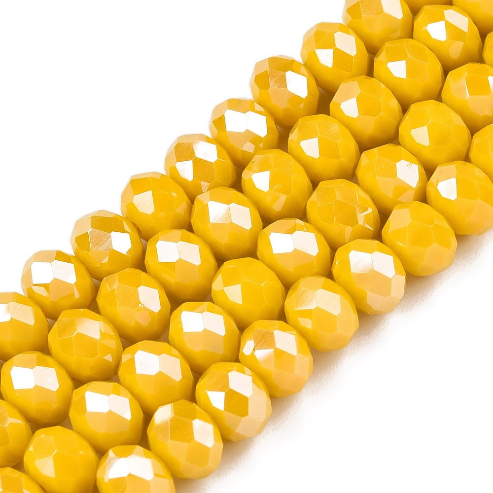 Electroplate Glass Beads Strands Pearl Luster Plated Faceted Rondelle Gold 8x6mm Hole: 1~1.4mm about 64~65pcs/strand 40~41cm