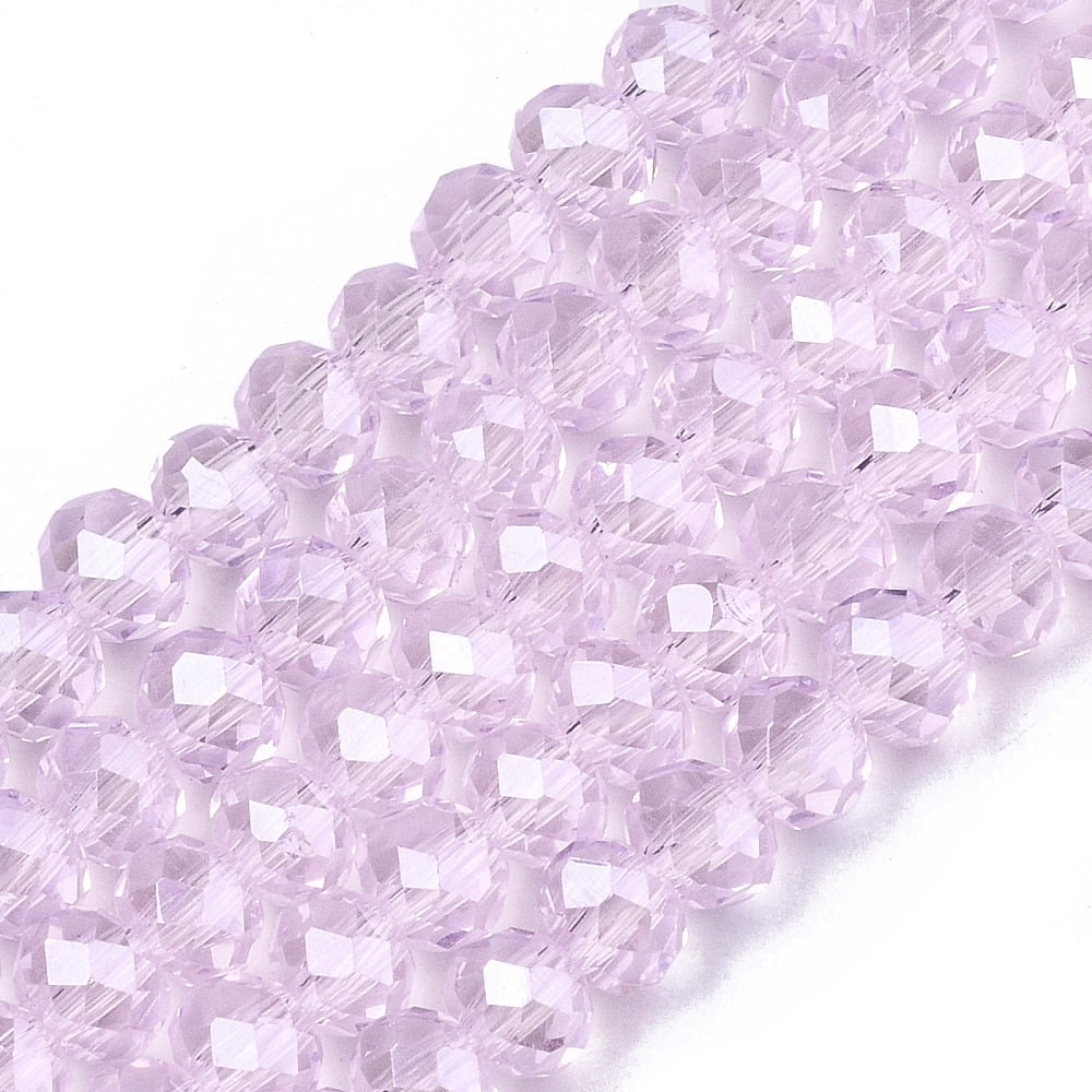 Electroplate Glass Beads Strands Pearl Luster Plated Faceted Rondelle Pearl Pink 6x5mm Hole: 1mm about 84~85pcs/strand 41.5~42cm