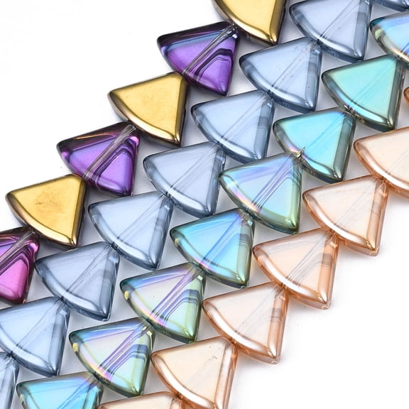 Electroplate Glass Beads Strands Triangle Mixed Color 12x16x5mm Hole: 1mm about 50pcs/strand 24.02 inch(61cm)