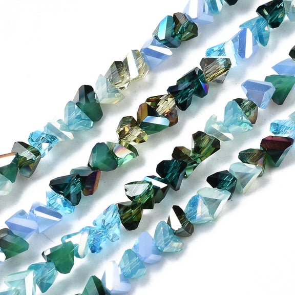 Electroplate Glass Beads Strands Triangle Turquoise 3.5x6x4.5mm Hole: 1mm about 100pcs/strand 13.39 inch~14.56 inch(34~37cm)