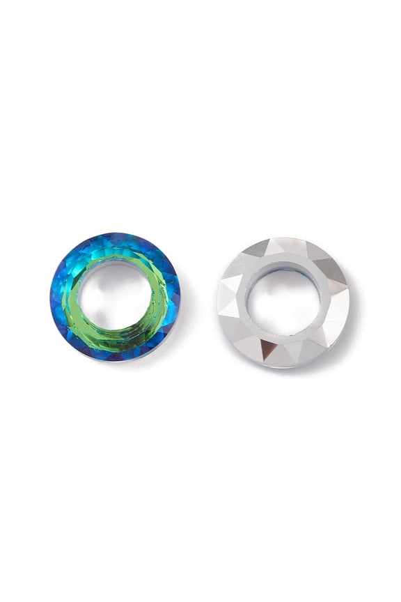 Electroplate Glass Linking Rings Cosmic Ring Ring Faceted Back Plated Round Ring Green 20x5~5.5mm Inner Diameter: 11mm