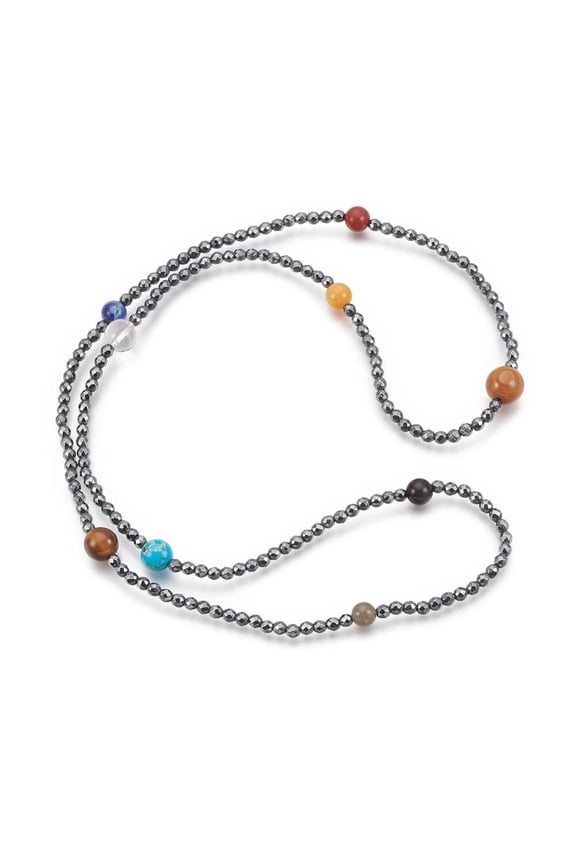 Electroplate Hematite Beaded Necklaces Mixed Stone 31.1Inches 79Cm Z440
