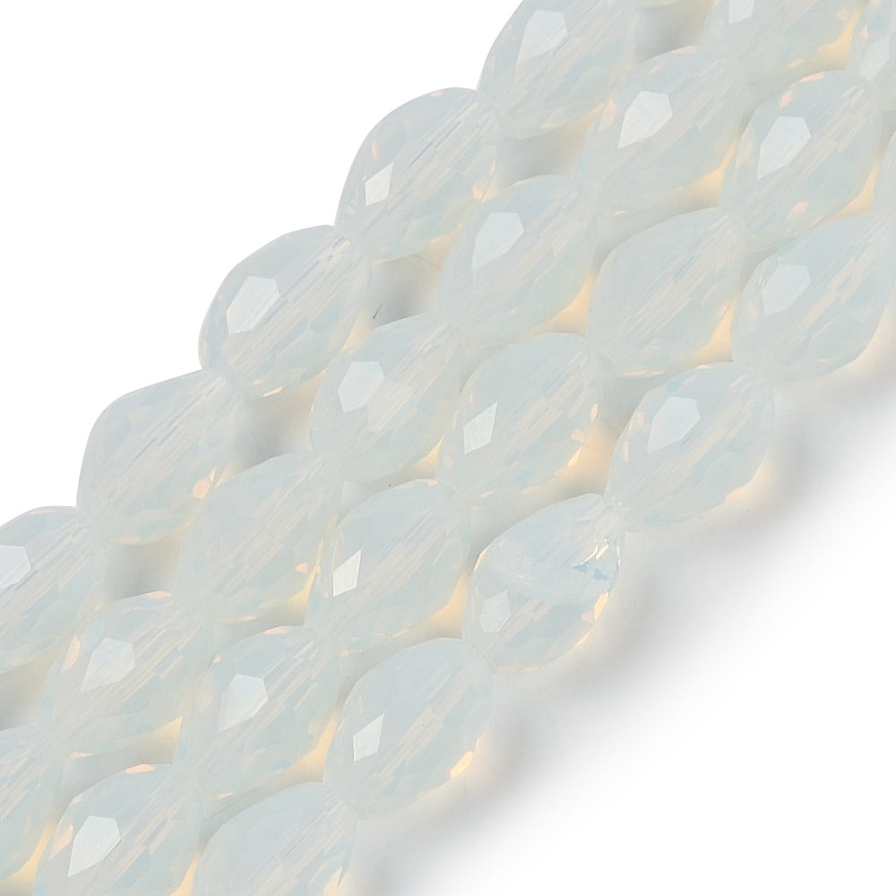 Electroplate Imitation Jade Glass Beads Strands Faceted Teardrop White 11.5x8mm Hole: 1.2mm about 55~57pcs/strand 25.59 inch(65cm)