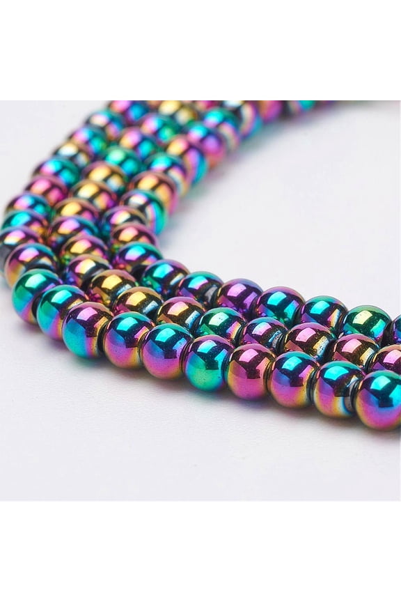 Electroplate Magnetic Hematite Strands Round Grade A Multi-color Plated 3mm Hole: 1mm about 148pcs/strand 15.94 inch