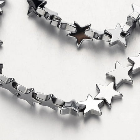 Electroplate Non-magnetic Synthetic Hematite Bead Strands Star Silver Plated 8x8x2~3mm Hole: 1mm about 61~63pcs/strand 15.7 inch