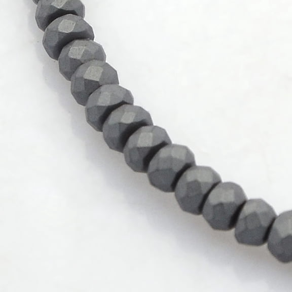 Electroplate Non-magnetic Synthetic Hematite Beads Strands Faceted Rondelle Frosted Black Plated 3x2mm Hole: 1mm about 214pcs/strand 15.7 inch
