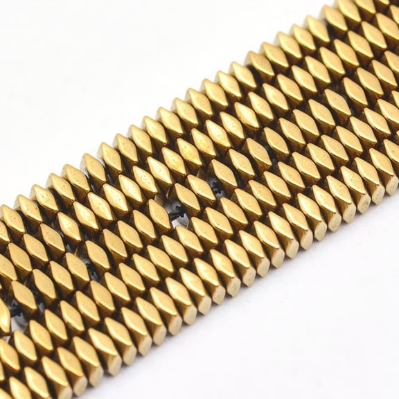 Electroplate Non-magnetic Synthetic Hematite Beads Strands PVD Vacuum Plating Faceted Square Golden Plated 2x2x1mm Hole: 0.6mm about 406pcs/strand 15.7 inch(40cm)
