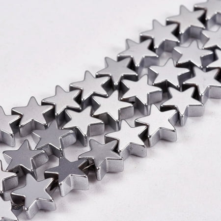 Electroplate Non-magnetic Synthetic Hematite Beads Strands Star Grade A Platinum Plated 6x6x2mm Hole: 1mm about 75pcs/strand 16 inch
