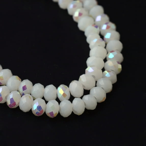 Electroplate Solid color Glass Rondelle Bead Strands Half AB color Plated Faceted WhiteSmoke 12x8mm Hole: 1mm about 72pcs/strand 22.6 inch