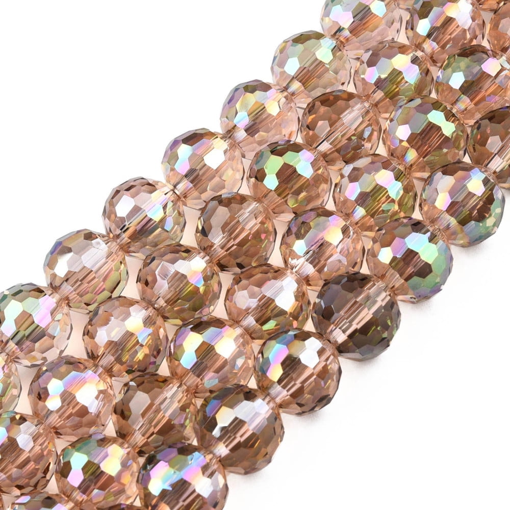 Electroplate Transparent Glass Beads Strands AB color Faceted Round Sea Green 9.5x9mm Hole: 1.2mm about 69pcs/strand 24.41 inch(62cm)