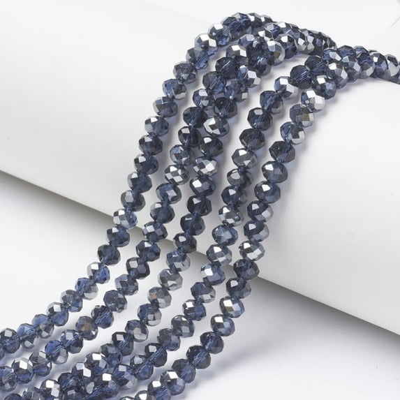 Electroplate Transparent Glass Beads Strands Half Gray Plated Faceted Rondelle Spring Green 6x5mm Hole: 1mm 85~88pcs/strand 16.1~16.5 inch(41~42cm)