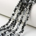 thumbnail image 1 of Electroplate Transparent Glass Beads Strands Half Silver Plated Faceted Rondelle Black 2.9~3.3x2mm Hole: 0.8mm 144~149pcs/strand 36~37cm, 1 of 2