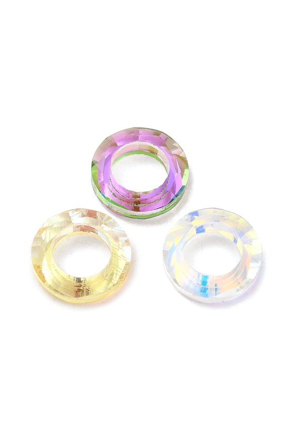 Electroplate Transparent Glass Linking Rings Crystal Cosmic Ring Rings Faceted Round Ring Mixed Color 14x3.5mm Inner Diameter: 8mm