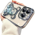 thumbnail image 1 of Electroplated 3D Bear for iPhone 15 Pro Max Case for Women Glitter Floating Liquid Quicksand Case with Camera Protector Slim Shockproof Full Body Protective Case (Blue), 1 of 11