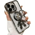 thumbnail image 1 of Electroplated Astronaut Rings Phone Case with Invisible Stand with or Without Gradient Glitter Paper, Drop Proof for iPhone 15 14 13 12 11 Pro Max XS XR X Phone Case (Silver 1,iPhone 12), 1 of 8