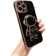 thumbnail image 1 of Electroplated Astronaut Stand Phone Case, Hidden Stand, Free Your Hands, Side Love, for iPhone 15 14 13 12 11 Pro Max Mini XS XR X 7 8 6 SE Phone Case (Black,iPhone 12 Mini), 1 of 7