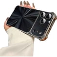 thumbnail image 1 of Electroplated Aurora CD Pattern Texture Case Cover for iPhone 17 – Reinforced Quad-Corner Design with Camera Guard, Stylish Shock-Absorbing Full Coverage Case (for iPhone 15Pro,Black), 1 of 8