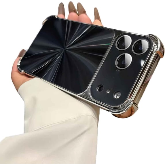 Electroplated Aurora CD Pattern Texture Case Cover for iPhone 17 – Reinforced Quad-Corner Design with Camera Guard, Stylish Shock-Absorbing Full Coverage Case (for iPhone 15Pro,Black)