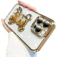 thumbnail image 1 of Electroplated Bear for iPhone 15 Pro Max Case for Women Glitter Floating Liquid Quicksand Case with Camera Protector Slim Shockproof Full Body Protective Case (Gold), 1 of 12