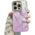 thumbnail image 1 of Electroplated Butterfly Glitter Feathered Case with or Without Chain, Lens Film Fully Covered, Drop Proof for iPhone 15 14 13 12 11 Pro Max XS XR X Phone Case (Purple 1,iPhone XR), 1 of 7