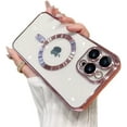 thumbnail image 1 of Electroplated CD Pattern Magnetic Case with Lens Protector, Transparent Case, Anti-Drop, for iPhone 15 14 13 12 11 Pro Max XS XR X 7 8 SE Phone Case (Rose Gold,iPhone XR), 1 of 8