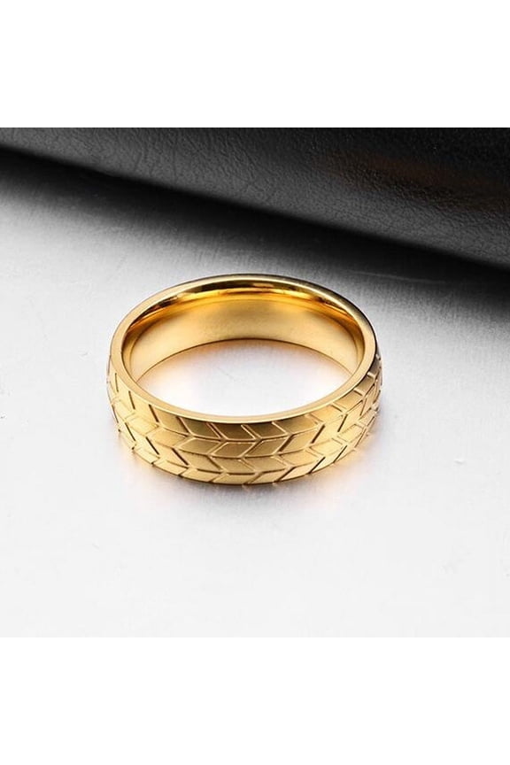 Unisex Metal Geometric Carved Tire Ring Iridescent Design Automotive Ring Gift For Car Lovers Unique Band Ring
