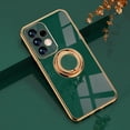 thumbnail image 1 of Electroplated Case for Samsung Galaxy A32 5G, Slim Thin Light Plating Frame Rotatable Metal Ring Holder Bracket Cover with Magnetic Car Mount Rugged Shockproof Anti-Scratches Case, Darkgreen, 1 of 9