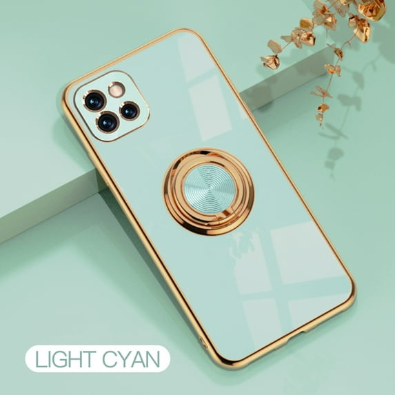 Electroplated Case for Samsung Galaxy A42 5G, Slim Thin Light Plating Frame Rotatable Metal Ring Holder Bracket Cover with Magnetic Car Mount Rugged Shockproof Anti-Scratches Case,Mint