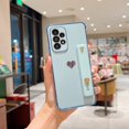 thumbnail image 1 of Electroplated Case for Samsung Galaxy A52 4G/5G, Cute Heart Pattern Slim Lightweight Soft Silicone Shockproof Cover with Wristband Kickstand Lens Protection Phone Case, Blue, 1 of 9