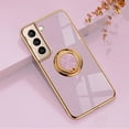 thumbnail image 1 of Electroplated Case for Samsung Galaxy S21 FE, Slim Thin Light Plating Frame Rotatable Metal Ring Holder Bracket Cover with Magnetic Car Mount Rugged Shockproof Anti-Scratches Case, Lightpurple, 1 of 9
