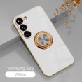 thumbnail image 1 of Electroplated Case for Samsung Galaxy S23, Slim Thin Light Plating Frame Rotatable Metal Ring Holder Bracket Cover with Magnetic Car Mount Rugged Shockproof Anti-Scratches Case, White, 1 of 8