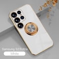 thumbnail image 1 of Electroplated Case for Samsung Galaxy S23 Ultra, Slim Thin Light Plating Frame Rotatable Metal Ring Holder Bracket Cover with Magnetic Car Mount Rugged Shockproof Anti-Scratches Case,White, 1 of 8