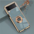thumbnail image 1 of Electroplated Case for Samsung Galaxy Z Flip 4 5G, Slim Thin Light Plating Frame Rotatable Metal Ring Holder Bracket Cover with Magnetic Car Mount Rugged Shockproof Anti-Scratches Case, Gray, 1 of 12