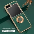 thumbnail image 1 of Electroplated Case for Samsung Galaxy Z Flip 5, Slim Thin Light Plating Frame Rotatable Metal Ring Holder Bracket Cover with Magnetic Car Mount Rugged Shockproof Anti-Scratches Case, Darkgreen, 1 of 10