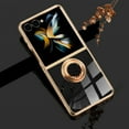thumbnail image 1 of Electroplated Case for Samsung Galaxy Z Flip 7 with Rotatable Metal Ring Stand, Slim Plating Frame Bracket Cover Support Magnetic Car Mount, Shockproof Anti-Scratches Rugged Case, Black, 1 of 11