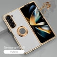 thumbnail image 1 of Electroplated Case for Samsung Galaxy Z Fold 5, Slim Thin Light Plating Frame Rotatable Metal Ring Holder Bracket Cover with Magnetic Car Mount Rugged Shockproof Anti-Scratches Case,White, 1 of 10