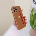 thumbnail image 1 of Electroplated Case for iPhone 11 Pro, Cute Heart Pattern Slim Lightweight Soft Silicone Shockproof Cover with Wristband Kickstand Lens Protection Phone Case for iPhone 11 Pro, Brown, 1 of 10