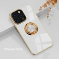 thumbnail image 1 of Electroplated Case for iPhone 13 Pro, Slim Thin Light Plating Frame Rotatable Metal Ring Holder Bracket Cover with Magnetic Car Mount Rugged Shockproof Anti-Scratches Case,White, 1 of 11
