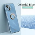 thumbnail image 1 of Electroplated Case for iPhone 14, Glossy Soft Silicone Shockproof Anti-Drop Lens Protection Cover with Ring Holder Kickstand Bracket Ultra Slim Case for iPhone 14,Blue, 1 of 3