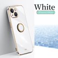 thumbnail image 1 of Electroplated Case for iPhone 14 Plus, Glossy Soft Silicone Shockproof Anti-Drop Lens Protection Cover with Ring Holder Kickstand Bracket Ultra Slim Case for iPhone 14 Plus,White, 1 of 3