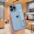 thumbnail image 1 of Electroplated Case for iPhone 14 Pro Max, Cute Heart Pattern Slim Lightweight Soft Silicone Shockproof Cover with Wristband Kickstand Lens Protection Phone Case for iPhone 14 Pro Max,Blue, 1 of 6