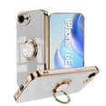 thumbnail image 1 of Electroplated Case for iPhone 16e with Stand & Rotatable Ring Holder, Slim Plating Metal Cover Support Magnetic Car Mount, Rugged Shockproof Protective Case for iPhone 16e, White, 1 of 6