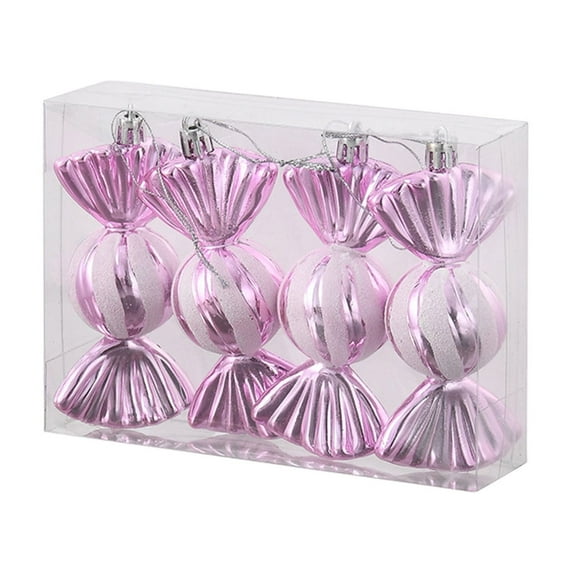 Electroplated Christmas Candy Pendant Decorations with Vibrant Colors, Plastic Tree Ornaments with Glass-like Finish, Festive Hanging s for Home and Commercial Holiday Displays