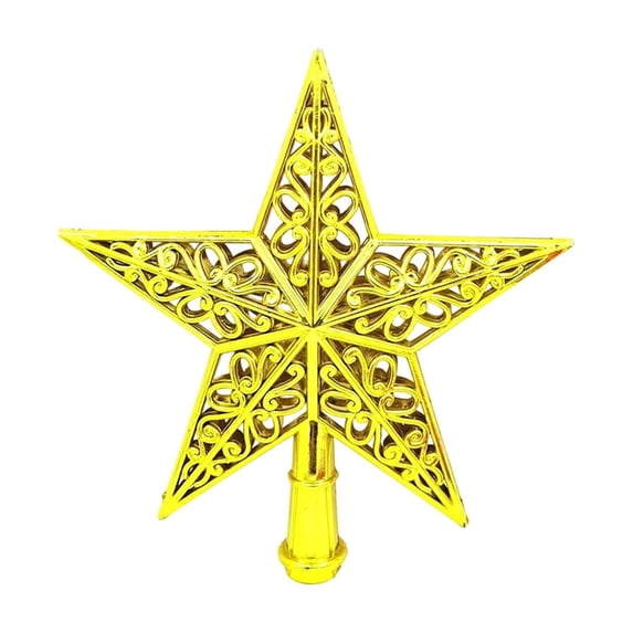 Electroplated Christmas Tree Star Topper, Glitter Xmas Tree Topper, Hollowed-Out Christmas Star Ornament Home Decor (7.9", Gold)